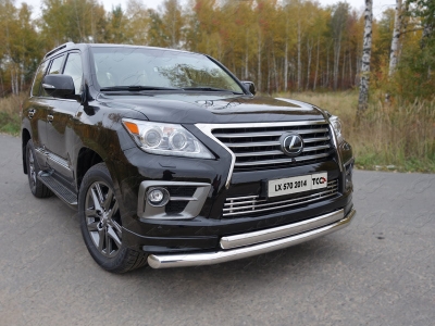 Защита передняя двойная 76-75 мм ТСС для Lexus LX-570 Sport 2014-2021