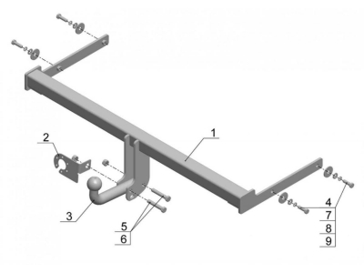 Фаркоп Avtos для Volkswagen Polo 2009-2020 VW 28
