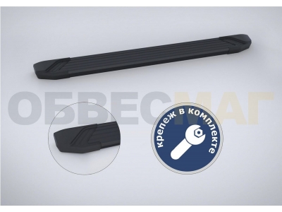 Пороги алюминиевые Rival Black New для Volkswagen Amarok 2016-2021