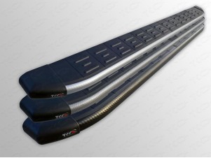 Пороги алюминиевые ТСС с накладкой серебристые для Lexus NX-200t № LEXNX20015T-20SL