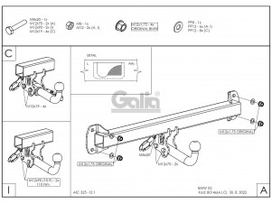 ТСУ Фаркоп оцинкованный Galia шар A для BMW X3 E83 № B014A